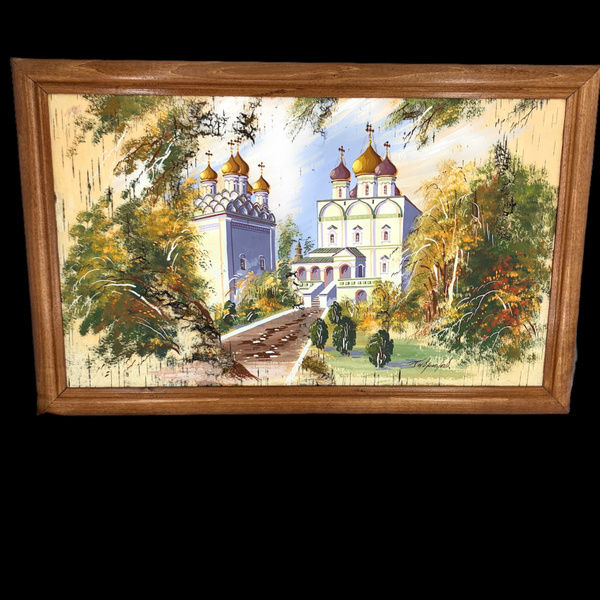 Картина береста "Иосифо-Волоцкий монастырь" 55х35 см/Картина на стену ...