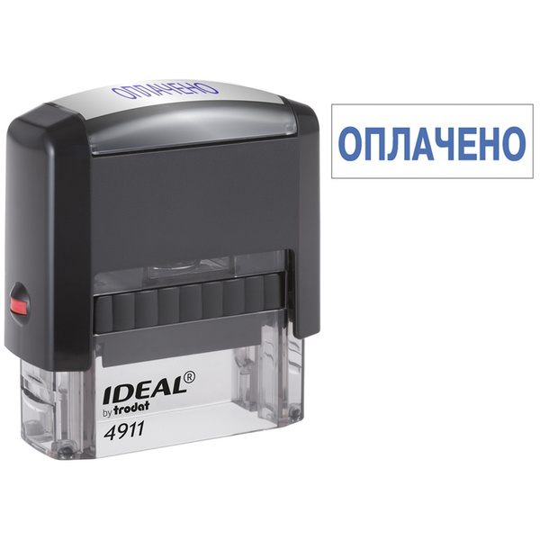 Штамп самонаборный Trodat Ideal "Оплачено", 38х14 мм (4911/DB/L1.2 ...