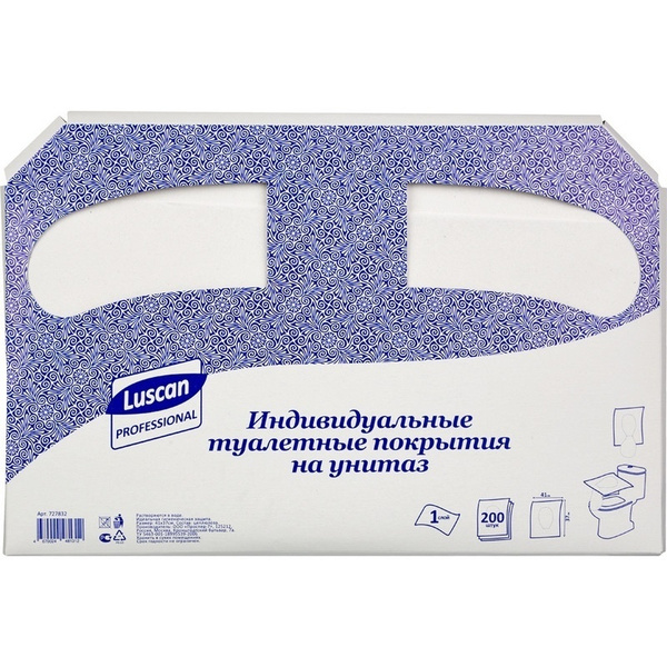 Покрытия на унитаз Luscan одноразовые, Professional, сложение 1/2, 200 ...