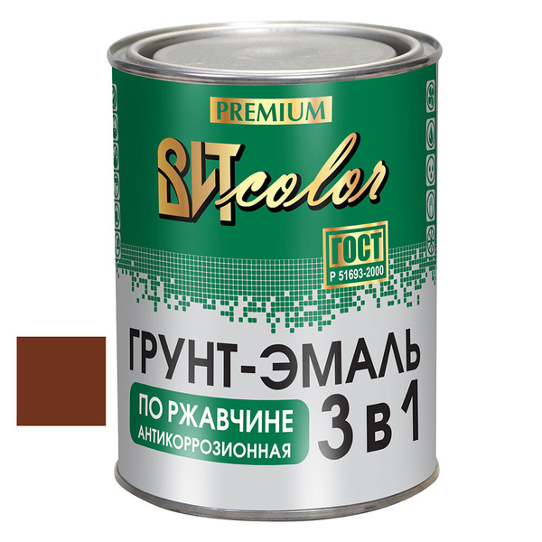 Грунт-эмаль ВИТ color По ржавчине 3 в 1 Гладкая, Алкидная, Глянцевое ...
