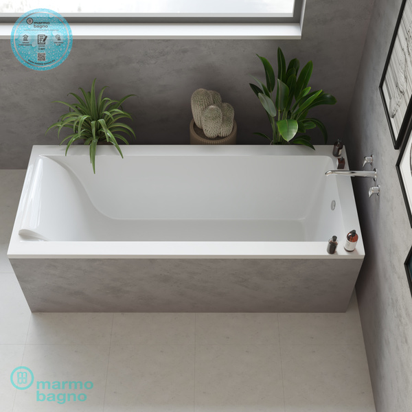 Ванна из искусственного камня Marmo Bagno Ницца 180х80 с подголовником ...
