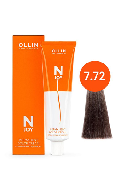 Ollin N-JOY крем-краска для волос 7/72 русый коричнево-фиолетовый 100мл ...