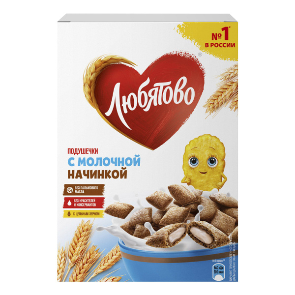 Подушечки Любятово пшеничные с молочной начинкой 220 г - купить с ...