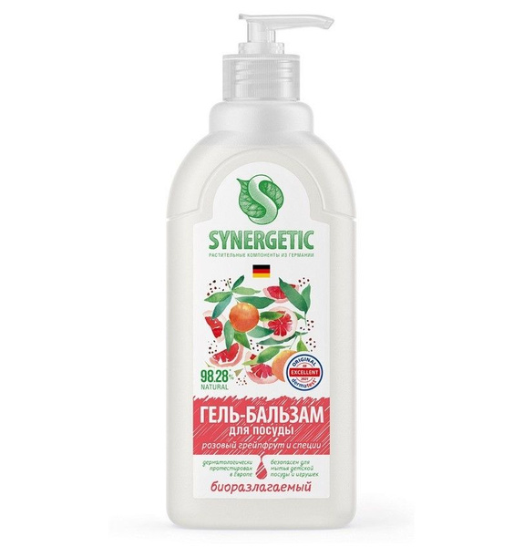 Synergetic Гель-бальзам для мытья посуды, Розовый грейпфрут и специи, С ...