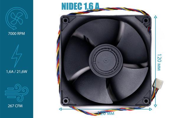 Вентилятор серверный/ Кулер Nidec 1.6A 120mm - купить кулер по выгодной ...