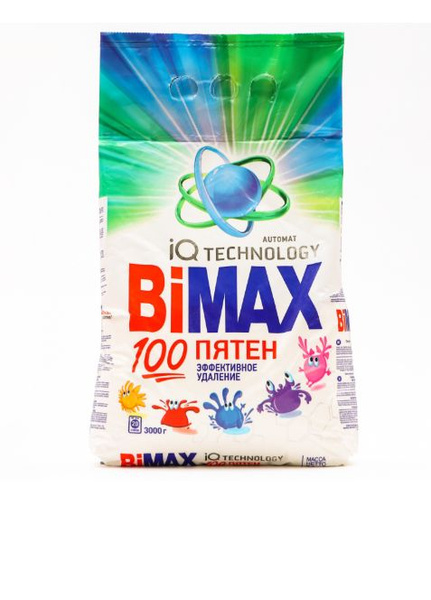 BiMAX Стиральный порошок 100 пятен, автомат, 3 кг/ - купить с доставкой ...