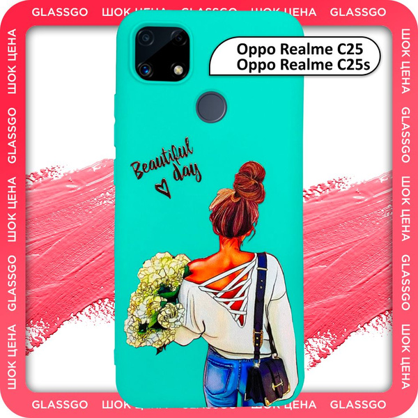Чехол силиконовый с рисунком девушка с цветами на Oppo Realme C25 ...