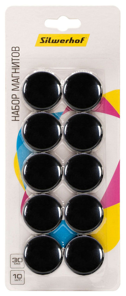 Магнит Silwerhof Classic для досок пластик черный 30мм круглый ...