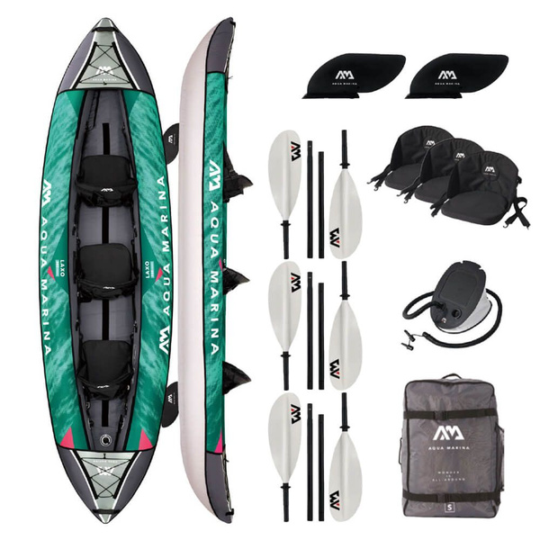 Каяк надувной трехместный с веслами Aqua Marina Laxo-380 (2023) / Лодка ...