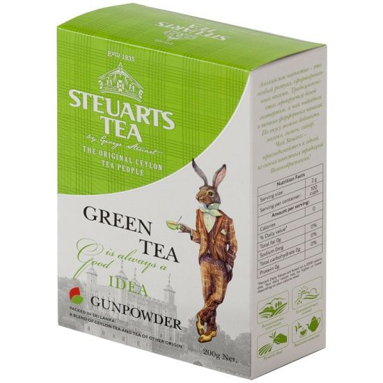 Чай STEUARTS Green Tea Gunpowder зелёный листовой 200 г купить с