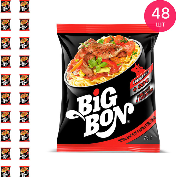 Лапша быстрого приготовления BIGBON / БигБон говядина и соус томатный с ...