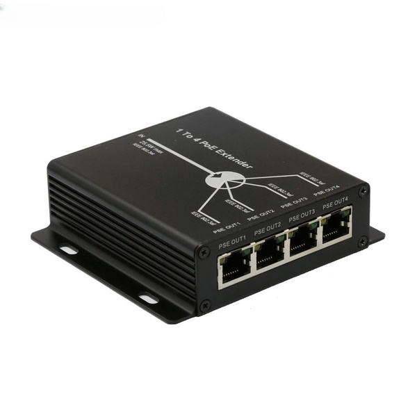 Удлинитель PoE с 1 порта 10/100M IEEE802.3at (вход питания) на 4 порта ...