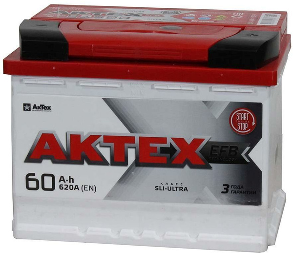 Характеристики Аккумулятор AKTEX EFB 60Ah 610EN о/п 242/175/190 ...