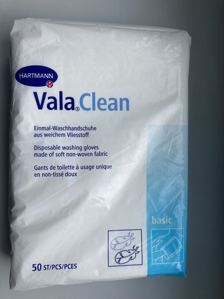 Адаптивное белье Рукавички для мытья больного, одноразовые, Vala Clean ...