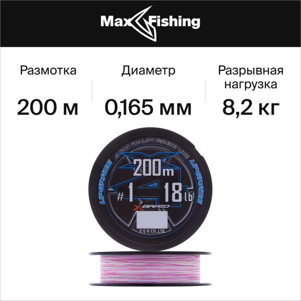 Характеристики Шнур плетеный YGK X-Braid Upgrade PE X4 #1 0,165мм 200 ...