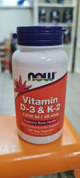 NOW foods Vitamin D3 and K2 1000 МЕ 45 mcg 120 caps, Нау витамин Д3 и ...