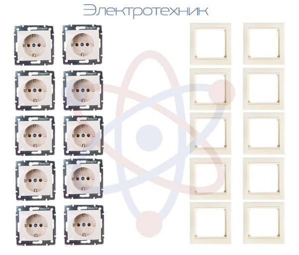 Комплект Розеток Legran Valena 10 шт. + Рамки Однопостовые 10 шт. беж ...