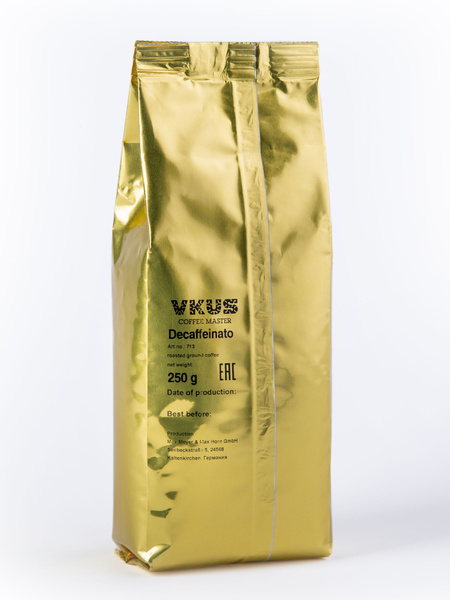 Натуральный кофе без кофеина молотый VKUS DECAFFEINATO декаф 250 г ...