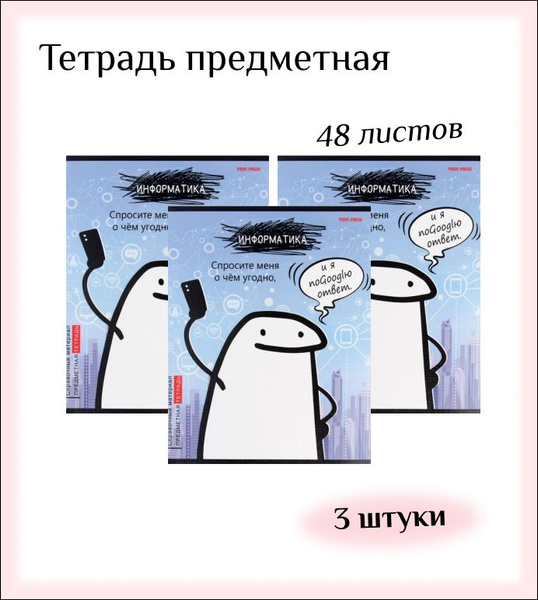 Тетрадь предметная 48 листов в клетку Школьные мемасики "Информатика ...