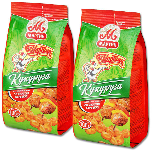 Кукуруза От Мартина Со вуксом барбекю, отборная жареная, 100 г, 2 шт ...