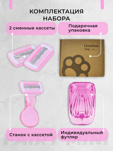 Портативная женская бритвенная система GoodMax Fairy mini бритва с 3 ...