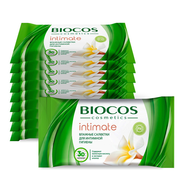 Влажные салфетки для интимной гигиены BioCos, Intimate, 150 шт, 10 ...