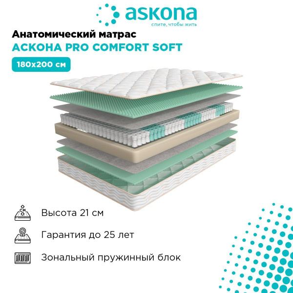 анатомический матрас askona pro comfort soft