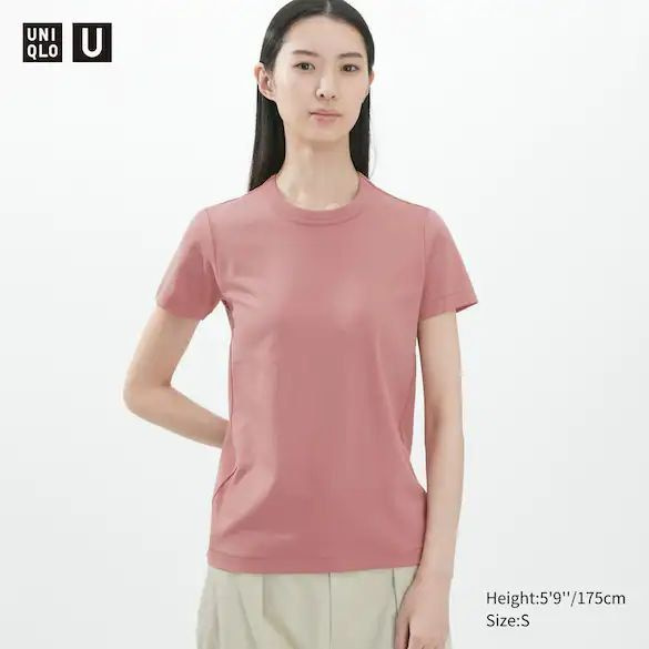 Футболка Uniqlo, размер 50, 52, цвет темно-розовый, 100% хлопок ...