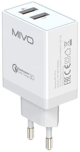 Сетевое зарядное устройство MIVO MP-321Q, 30 Вт, USB 2.0 Type-A, Quick ...