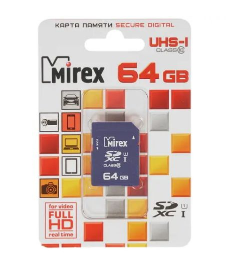 Карта памяти mirex microsdxc 64 гб