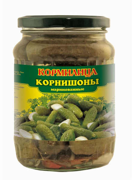 Огурцы корнишоны маринованные Кормилица 700 мл - купить с доставкой по ...