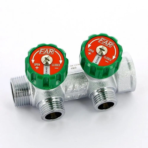 Коллектор регулирующий 2 отв. 3/4" х 1/2" FAR уплотнение под евроконус ...