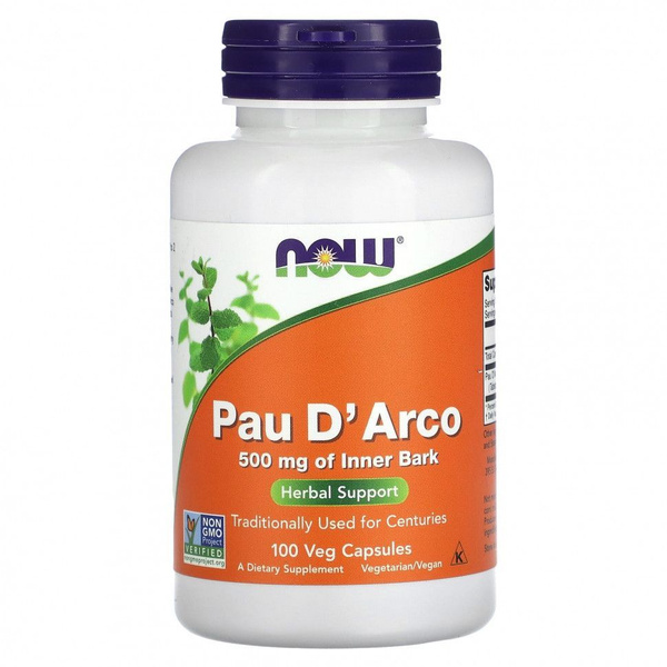 Now Foods Pau D'Arco, Пау Де Арко, Кора Муравьиного Дерева 500 мг - 100 ...