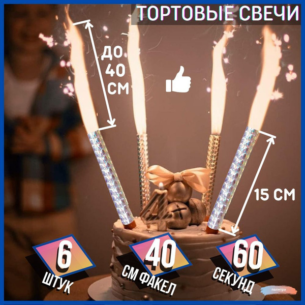 Свечи на торт фонтан фейерверк в торт 6 штук - купить с доставкой по ...