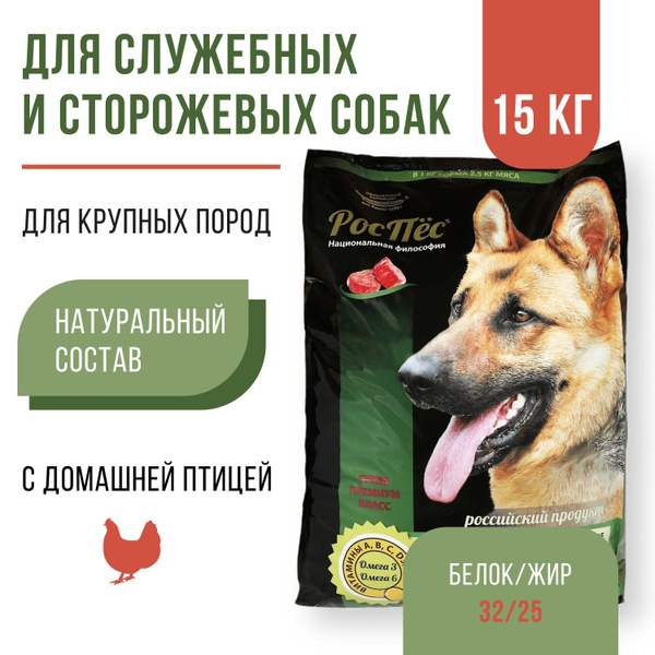 Сухой корм для активных и служебных собак супер премиум класса РосПёс ...
