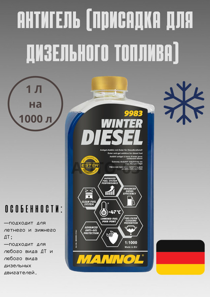 Антигель (присадка в дизельное топливо) "Mannol" Winter Diesel 1:1000 ...