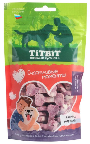Лакомство TiTBiT Снеки Счастливые моменты для собак, мягкие, с ягненком ...