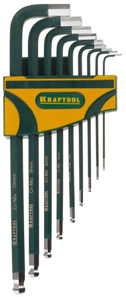 Набор длинных имбусовых ключей с шаром KRAFTOOL Industrie 9 шт - купить ...