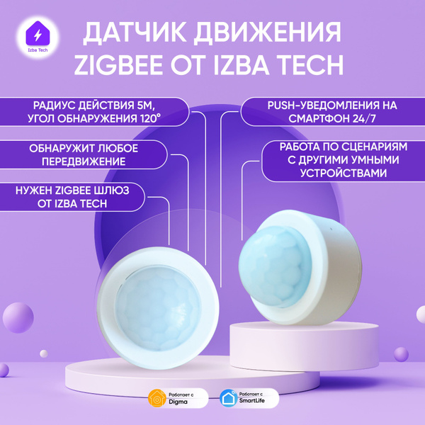 Умный беспроводной датчик движения Tuya Zigbee для умного выключателя ...