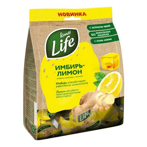 Конфеты желейные Konti Life имбирь и лимон 220 г (2 шт) - купить с ...