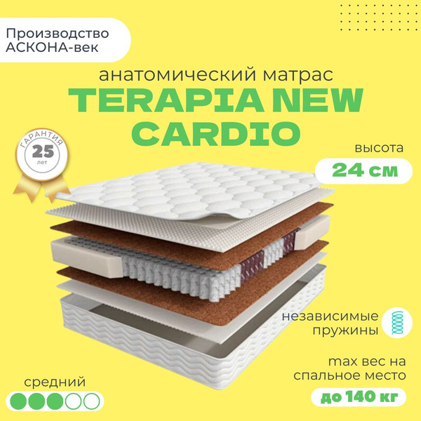 Матрас ASKONA Аскона Terapia New Cardio, Независимые пружины, 140 ...