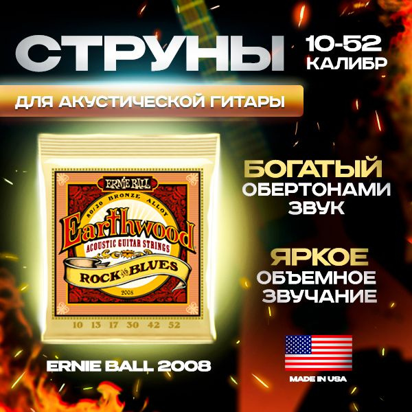 Струны для акустической гитары Earthwood Rok&Blues Ernie Ball 2008 10 ...