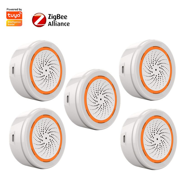 1-5 шт. Tuya Zigbee 3 в 1 сирена сигнализации 90 дБ датчик звука и ...