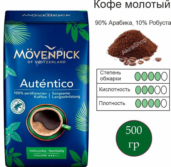Кофе молотый Movenpick El Autentico, 500 г, Арабика/ Робуста, Германия ...