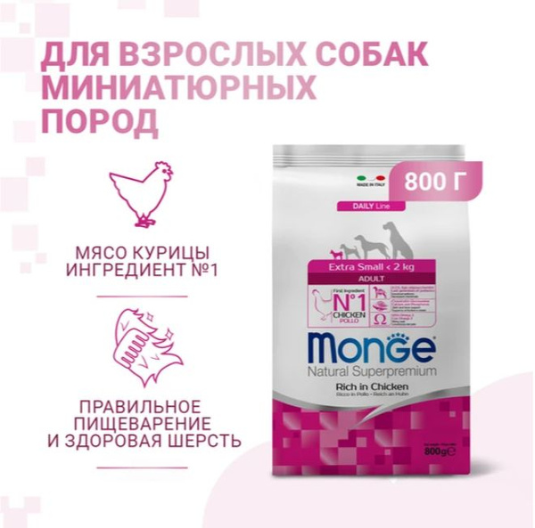 Сухой корм Monge Dog Daily Line Extra Small для взрослых собак ...
