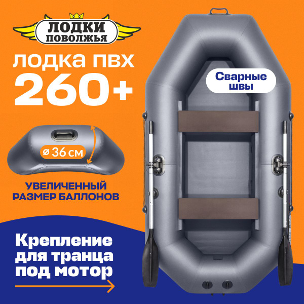 Лодка надувная для рыбалки ПВХ Лодки Поволжья 260+ двухместная ...