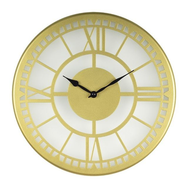 Часы настенные 3230-002 из металла+матовое стекло, d 32 см, золото ...