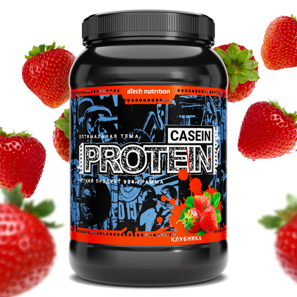 Протеин cывороточный aTech Nutrition "Casein Protein 100%", клубника ...
