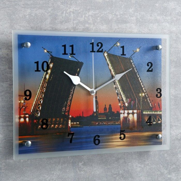 Часы настенные Сюжет прямоугольные, "Мост", 25х35 см - купить по низкой ...