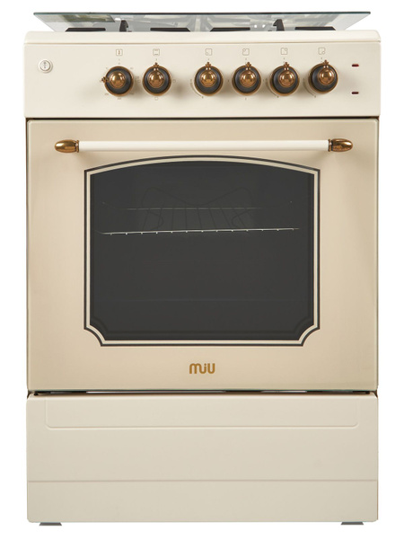Комбинированная плита MIU 6317 ERPCH ретро бежевая, 60 см, 3 газовых и .